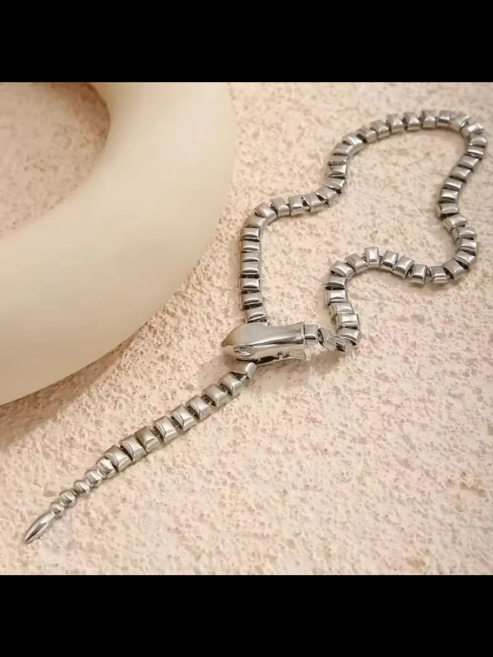 Silver Zipper-Style Y Drop Necklace - Picture 2 of 7